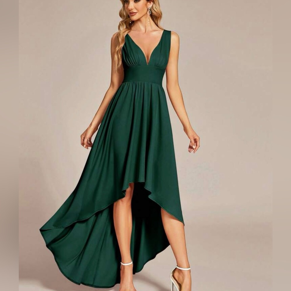Ever Pretty Forest Green Formal Gown with High Low Skirt